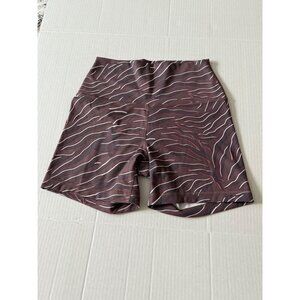 90 Degree Brown Striped Athletic Athleisure Biker Shorts Medium